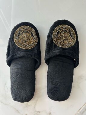 Black Versace Slip-On Slippers